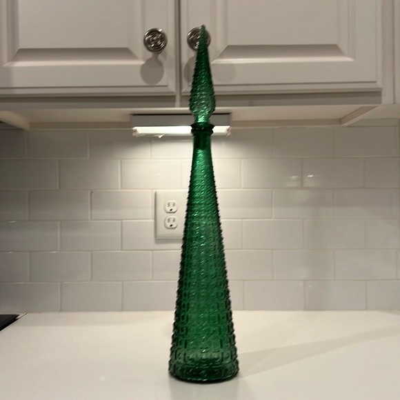 AMAZING! Vintage MCM Empoli Italian Green Aztec Genie Bottle Decanter 22" - Picture 6 of 12